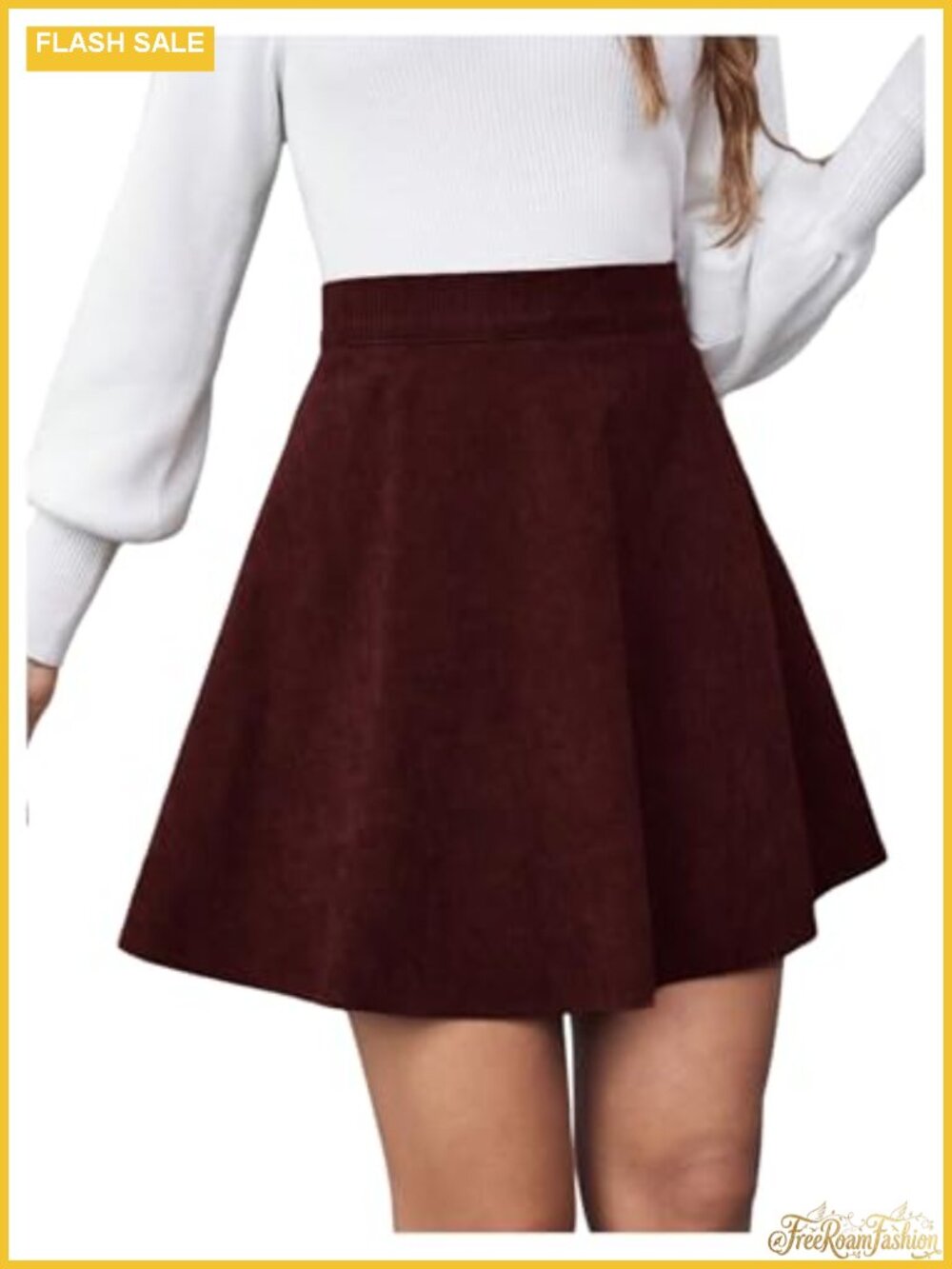 Faux Suede Mini Skirt High Waisted A-Line Bodycon Side Zip